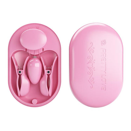 PRETTYLOVE - SURPRISE BOX VIBRATING EGG AND ELECTRIC SHOCK NIPPLE CLAMPS PINK