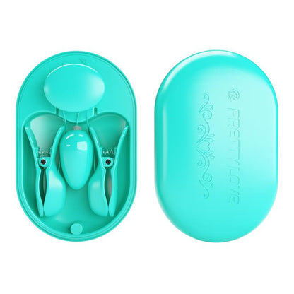 PRETTYLOVE - SURPRISE BOX VIBRATING EGG WITH ELECTRIC SHOCK NIPPLE CLAMPS BLUE