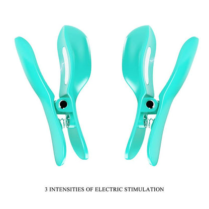 PRETTYLOVE - SURPRISE BOX VIBRATING EGG WITH ELECTRIC SHOCK NIPPLE CLAMPS BLUE