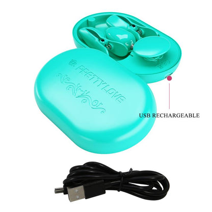 PRETTYLOVE - SURPRISE BOX VIBRATING EGG WITH ELECTRIC SHOCK NIPPLE CLAMPS BLUE
