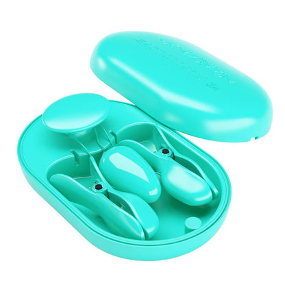 PRETTYLOVE - SURPRISE BOX VIBRATING EGG WITH ELECTRIC SHOCK NIPPLE CLAMPS BLUE