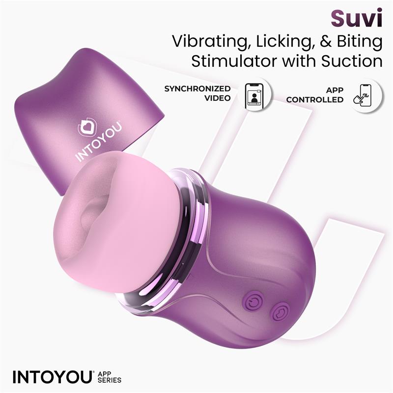 INTOYOU APP SERIES - SUVI STIMULATOR WITH LICKING, BITING, SUCTION AND VIBRATION USB-C WITH APP