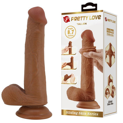 PRETTYLOVE - TALLEN DILDO WIRH RETRACTIL-SLIDING SKIN TAN 22 CM