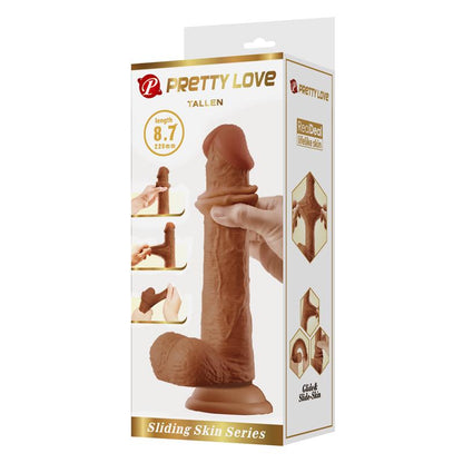 PRETTYLOVE - TALLEN DILDO WIRH RETRACTIL-SLIDING SKIN TAN 22 CM