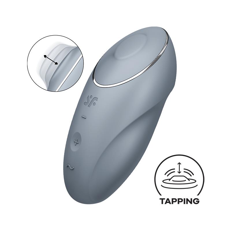 SATISFYER - VIBRATEUR TAP AND CLIMAX 1 À VIBRATIONS ET TAPOTEMENTS GRIS