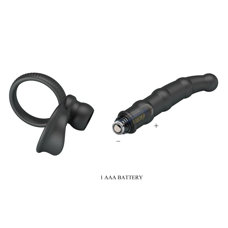 PRETTYLOVE - TATUM COCK RING WITH VIBRATING PLUG PLUG