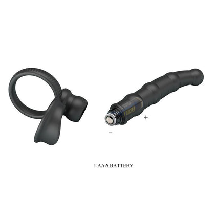 PRETTYLOVE - TATUM COCK RING WITH VIBRATING PLUG PLUG