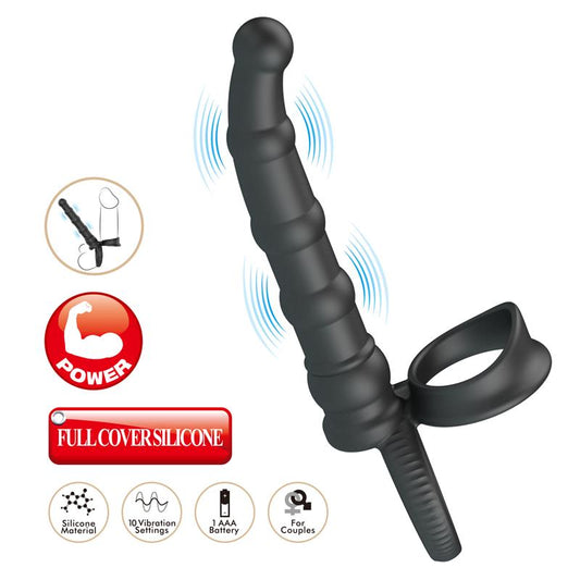 PRETTYLOVE - TATUM COCK RING WITH VIBRATING PLUG PLUG
