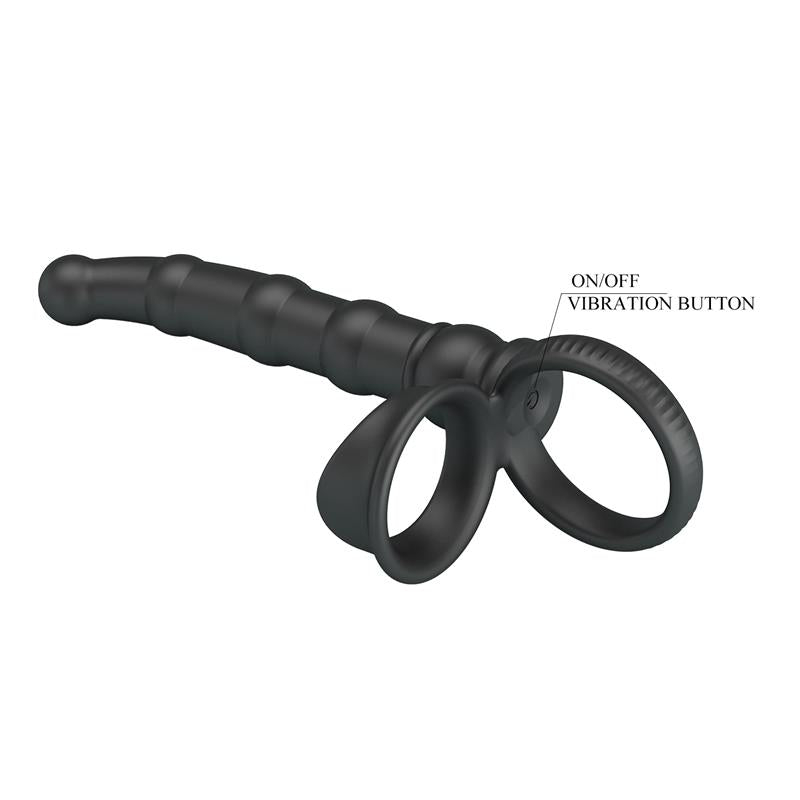 PRETTYLOVE - TATUM COCK RING WITH VIBRATING PLUG PLUG