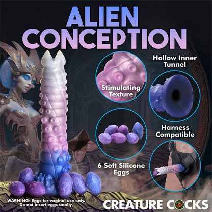CREATURE COCKS - TENTA-QUEEN OVIPOSITOR DILDO WITH 6 EGGS