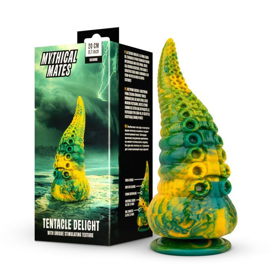 MYTHICAL MATES - TENTACLE DELIGHT GREEN AND YELLOW DILDO 22.4 CM - 8.8