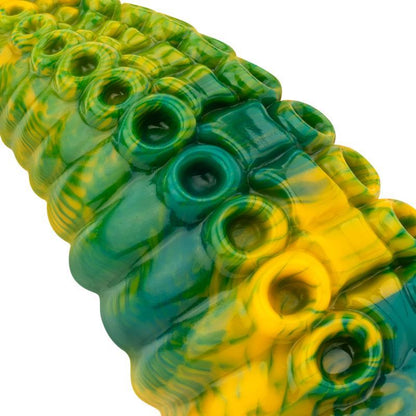 MYTHICAL MATES - TENTACLE DELIGHT GREEN AND YELLOW DILDO 22.4 CM - 8.8