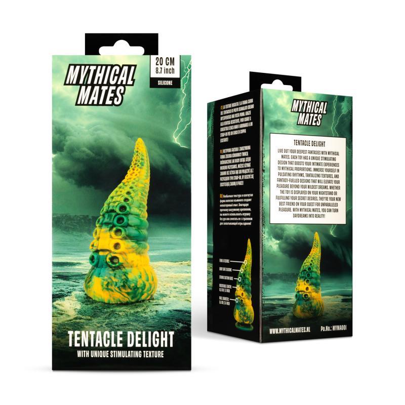 MYTHICAL MATES - TENTACLE DELIGHT GREEN AND YELLOW DILDO 22.4 CM - 8.8