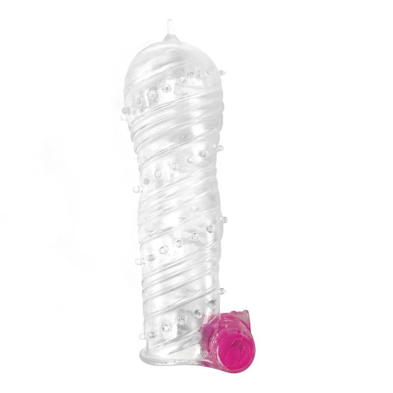 A-GUSTO - TEXTURED PENIS SLEEVE WITH VIBRATION BULLET CLEAR