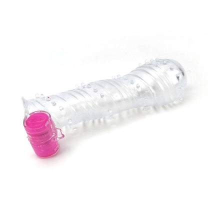 A-GUSTO - TEXTURED PENIS SLEEVE WITH VIBRATION BULLET CLEAR
