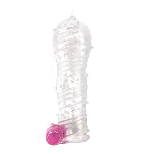 A-GUSTO - TEXTURED PENIS SLEEVE WITH VIBRATION BULLET CLEAR