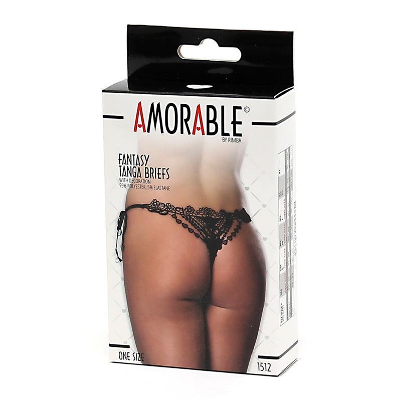 AMORABLE - THONG FANTASY BLACK ONE SIZE