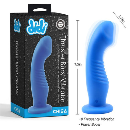 CHISA - DILDO CON VIBRACIÓN Y MOVIMIENTO DE EMPUJE AZUL