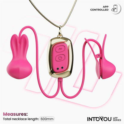 INTOYOU APP SERIES - TICKLY NIPPLE CLAMPS ITH VIBRATION, REMOTE AND NECKLACE WITH APP