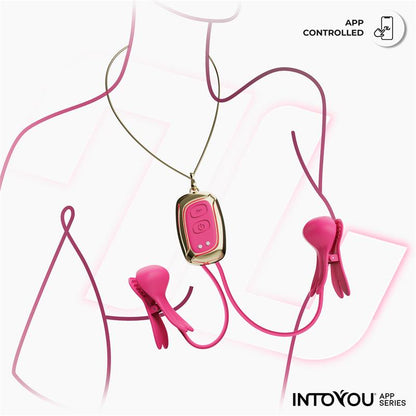 INTOYOU APP SERIES - TICKLY NIPPLE CLAMPS ITH VIBRATION, REMOTE AND NECKLACE WITH APP