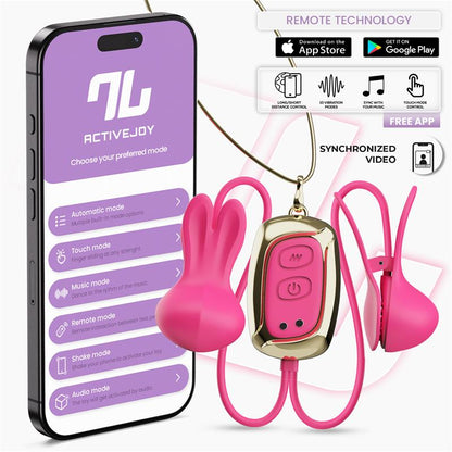 INTOYOU APP SERIES - TICKLY NIPPLE CLAMPS ITH VIBRATION, REMOTE AND NECKLACE WITH APP