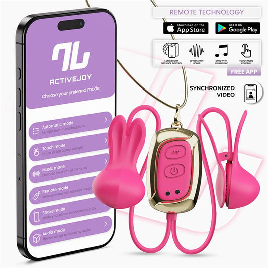 INTOYOU APP SERIES - TICKLY NIPPLE CLAMPS ITH VIBRATION, REMOTE AND NECKLACE WITH APP