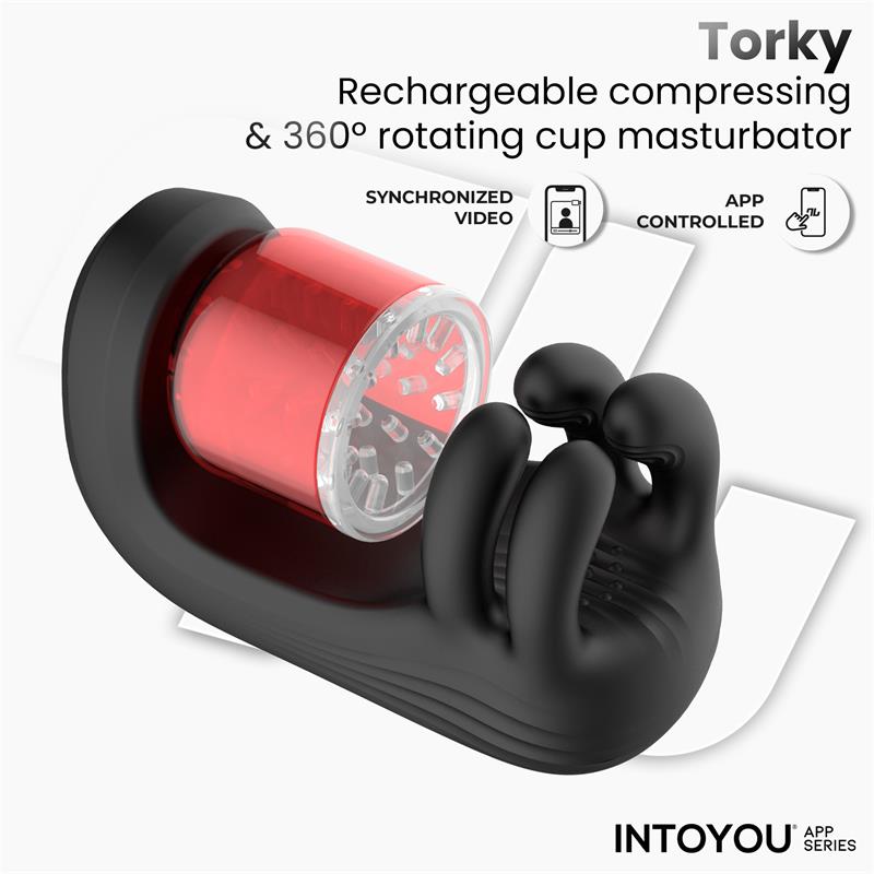 INTOYOU APP SERIES - TORKY COMPRESSING ROTATING MASTURBATOR WITH APP