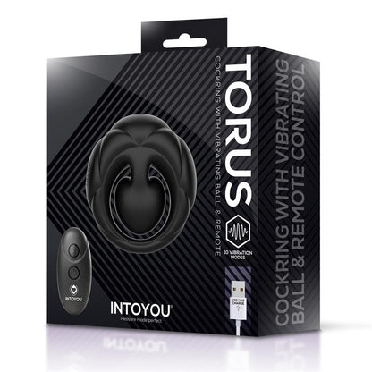 INTOYOU - TORUS VIBRATING RING WITH CLITORAL BALL AND REMOTE CONTROL USB