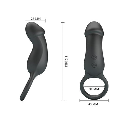 PRETTYLOVE - TRAE VIBRATING COCK RING USB  BLACK