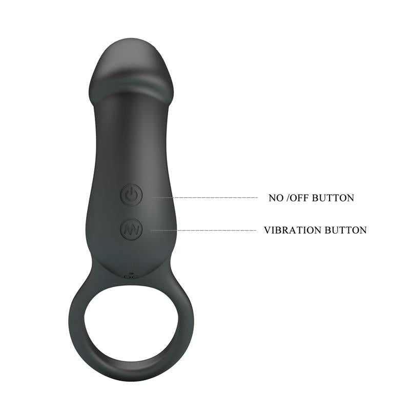 PRETTYLOVE - TRAE VIBRATING COCK RING USB  BLACK