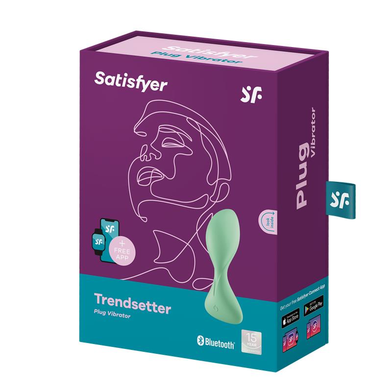 SATISFYER - TRENDSETTER BUTT PLUG WITH VIBRATION AND APP LIGHT GREEN