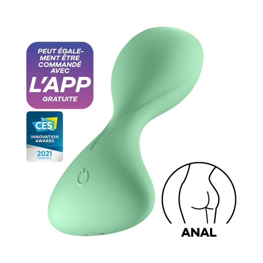 SATISFYER - TRENDSETTER BUTT PLUG WITH VIBRATION AND APP LIGHT GREEN