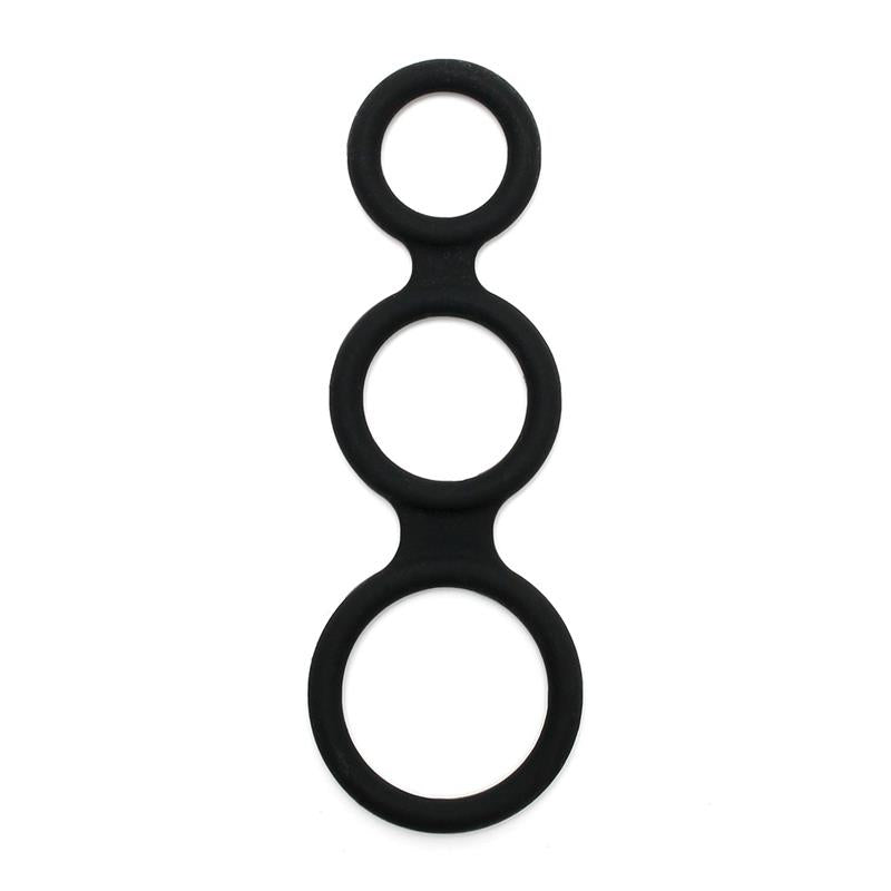 LATEX PLAY - TRIPLE COCK RING BLACK