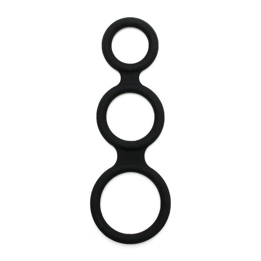 LATEX PLAY - TRIPLE COCK RING BLACK
