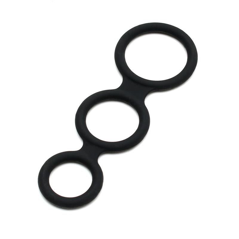 LATEX PLAY - TRIPLE COCK RING BLACK