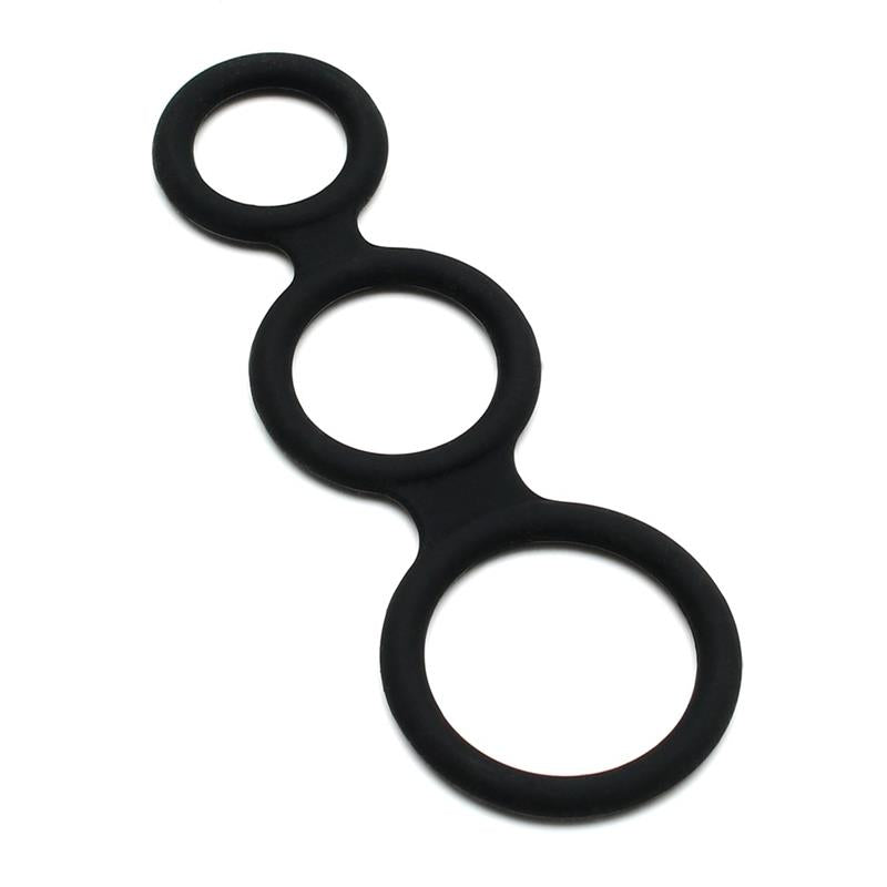 LATEX PLAY - TRIPLE COCK RING BLACK