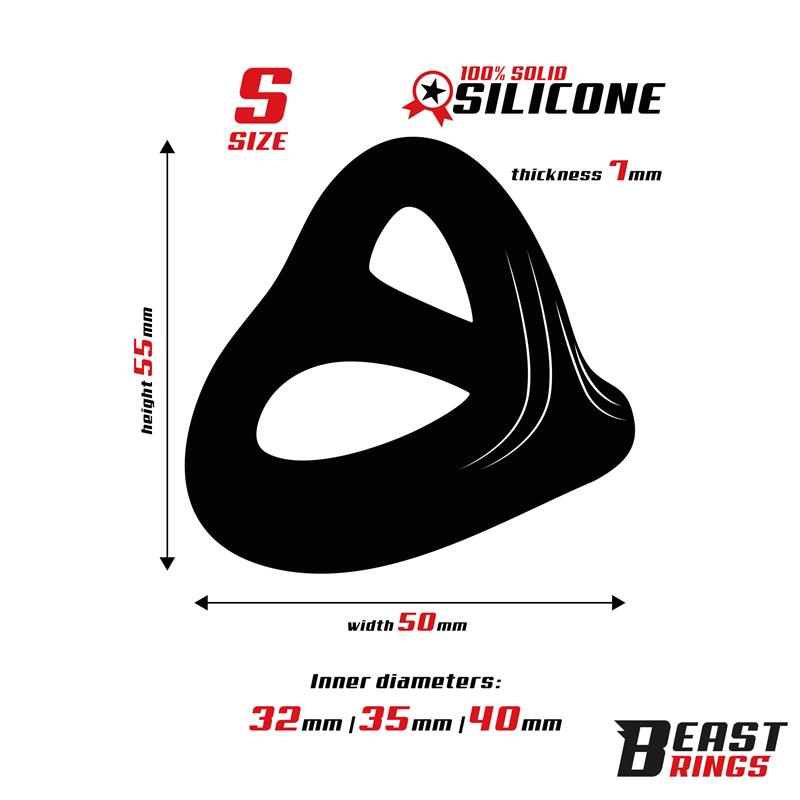 BEAST RINGS - TRIPLE COCK RING SOLID SILICONE 40/35/32 MM SIZE S
