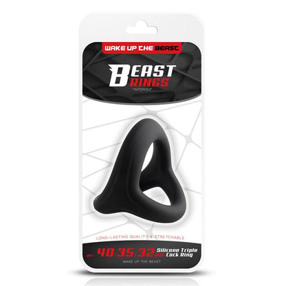BEAST RINGS - TRIPLE COCK RING SOLID SILICONE 40/35/32 MM SIZE S