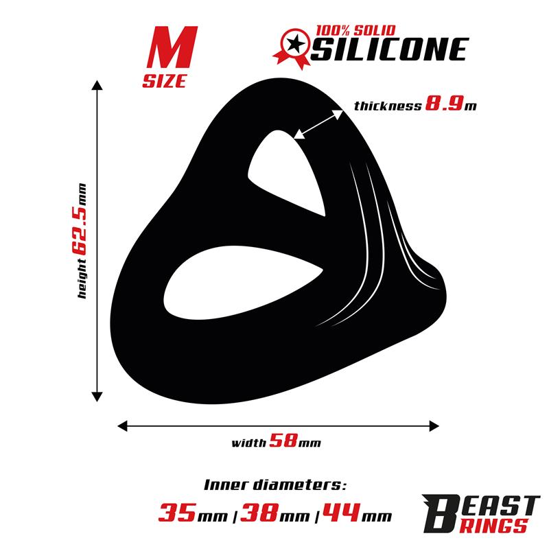 BEAST RINGS - TRIPLE COCK RING SOLID SILICONE 44/38/35 MM  SIZE M