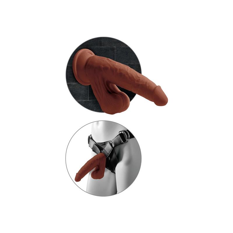 KING COCK - TRIPLE DENSITY DILDO  SWINGING BALLS 82 CARAMEL