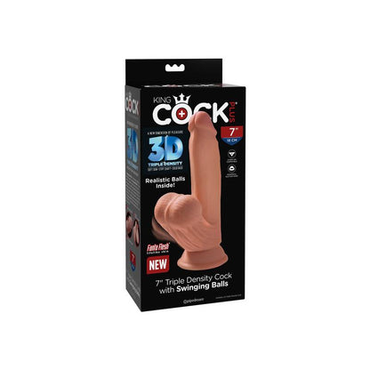KING COCK - TRIPLE DENSITY DILDO WITH SWINGING BALLS 7 CARAMEL