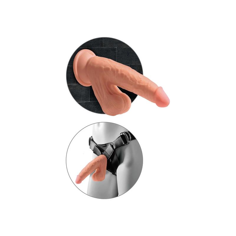 KING COCK - TRIPLE DENSITY DILDO WITH SWINGING BALLS 7 CARAMEL