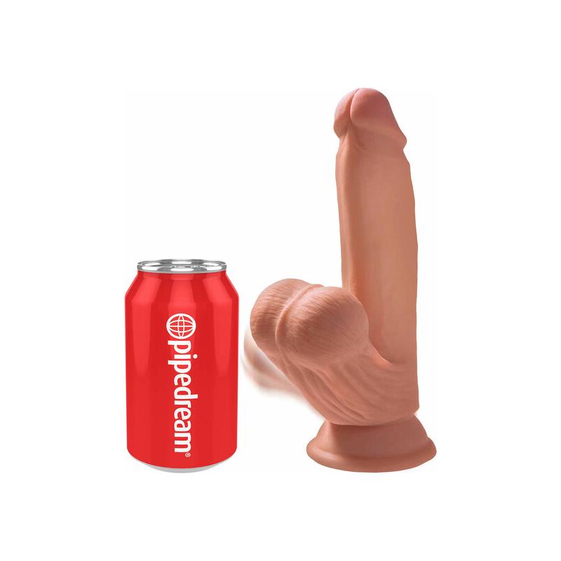 KING COCK - TRIPLE DENSITY DILDO WITH SWINGING BALLS 7 CARAMEL