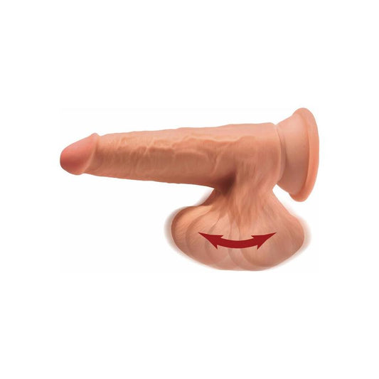 KING COCK - TRIPLE DENSITY DILDO WITH SWINGING BALLS 7 CARAMEL