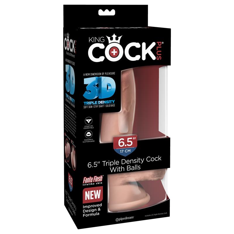 KING COCK - TRIPLE DENSITY DILDO WITH TESTICLES 6.5