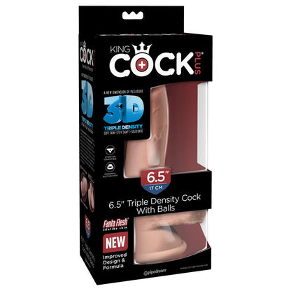 KING COCK - TRIPLE DENSITY DILDO WITH TESTICLES 6.5