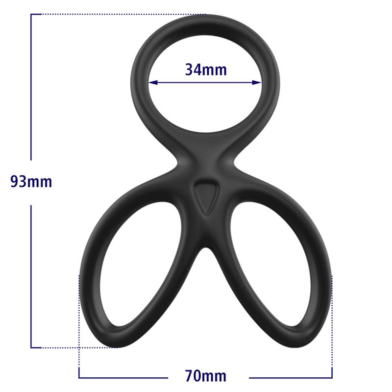 BEAST RINGS - TRIPLE PENIS AND TESTICLES RING LIQUID SILICONE