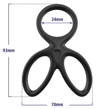 BEAST RINGS - TRIPLE PENIS AND TESTICLES RING LIQUID SILICONE