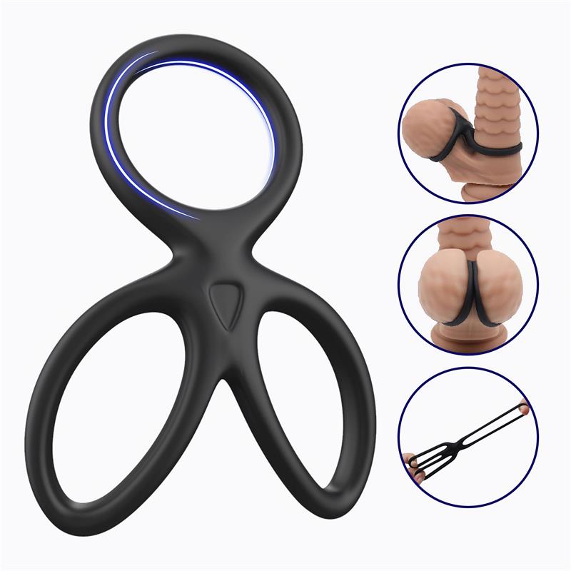 BEAST RINGS - TRIPLE PENIS AND TESTICLES RING LIQUID SILICONE