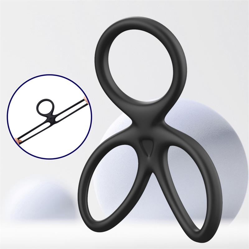 BEAST RINGS - TRIPLE PENIS AND TESTICLES RING LIQUID SILICONE